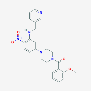 molecular formula C24H25N5O4 B4196651 5-[4-(2-methoxybenzoyl)-1-piperazinyl]-2-nitro-N-(3-pyridinylmethyl)aniline 