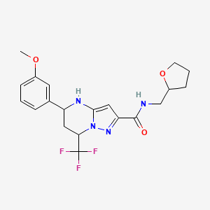 molecular formula C20H23F3N4O3 B4196665 5-(3-methoxyphenyl)-N-(tetrahydro-2-furanylmethyl)-7-(trifluoromethyl)-4,5,6,7-tetrahydropyrazolo[1,5-a]pyrimidine-2-carboxamide 
