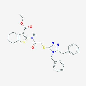 ethyl 2-({[(4,5-dibenzyl-4H-1,2,4-triazol-3-yl)sulfanyl]acetyl}amino)-4,5,6,7-tetrahydro-1-benzothiophene-3-carboxylate