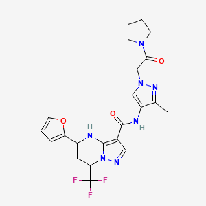 N-{3,5-dimethyl-1-[2-oxo-2-(1-pyrrolidinyl)ethyl]-1H-pyrazol-4-yl}-5-(2-furyl)-7-(trifluoromethyl)-4,5,6,7-tetrahydropyrazolo[1,5-a]pyrimidine-3-carboxamide