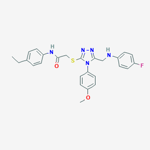 molecular formula C26H26FN5O2S B419670 N-(4-ethylphenyl)-2-{[5-[(4-fluoroanilino)methyl]-4-(4-methoxyphenyl)-4H-1,2,4-triazol-3-yl]sulfanyl}acetamide 