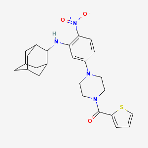 molecular formula C25H30N4O3S B4196731 2-adamantyl{2-nitro-5-[4-(2-thienylcarbonyl)-1-piperazinyl]phenyl}amine 