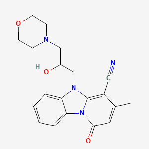 molecular formula C20H22N4O3 B4196749 5-[2-hydroxy-3-(4-morpholinyl)propyl]-3-methyl-1-oxo-1,5-dihydropyrido[1,2-a]benzimidazole-4-carbonitrile 
