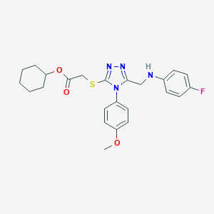 molecular formula C24H27FN4O3S B419675 cyclohexyl {[5-[(4-fluoroanilino)methyl]-4-(4-methoxyphenyl)-4H-1,2,4-triazol-3-yl]sulfanyl}acetate 