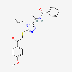 molecular formula C23H24N4O3S B4196758 N-[1-(4-allyl-5-{[2-(4-methoxyphenyl)-2-oxoethyl]thio}-4H-1,2,4-triazol-3-yl)ethyl]benzamide 