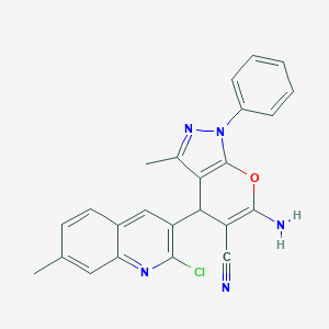 6-Amino-4-(2-chloro-7-methyl-3-quinolinyl)-3-methyl-1-phenyl-1,4-dihydropyrano[2,3-c]pyrazole-5-carbonitrile