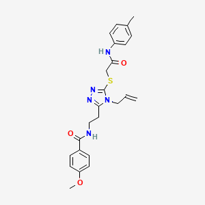molecular formula C24H27N5O3S B4196809 N-{2-[4-allyl-5-({2-[(4-methylphenyl)amino]-2-oxoethyl}thio)-4H-1,2,4-triazol-3-yl]ethyl}-4-methoxybenzamide 