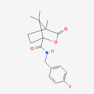 molecular formula C17H20FNO3 B4196870 N-(4-fluorobenzyl)-4,7,7-trimethyl-3-oxo-2-oxabicyclo[2.2.1]heptane-1-carboxamide 