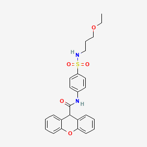 molecular formula C25H26N2O5S B4196878 N-(4-{[(3-ethoxypropyl)amino]sulfonyl}phenyl)-9H-xanthene-9-carboxamide 