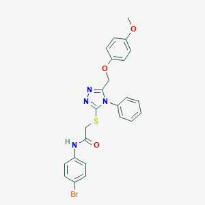 molecular formula C24H21BrN4O3S B419690 N-(4-bromophenyl)-2-({5-[(4-methoxyphenoxy)methyl]-4-phenyl-4H-1,2,4-triazol-3-yl}sulfanyl)acetamide 