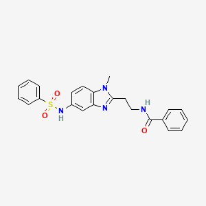 molecular formula C23H22N4O3S B4196922 N-(2-{1-methyl-5-[(phenylsulfonyl)amino]-1H-benzimidazol-2-yl}ethyl)benzamide 