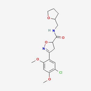 molecular formula C17H21ClN2O5 B4196938 3-(5-chloro-2,4-dimethoxyphenyl)-N-(tetrahydro-2-furanylmethyl)-4,5-dihydro-5-isoxazolecarboxamide 
