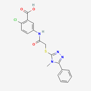 molecular formula C18H15ClN4O3S B4196941 2-chloro-5-({[(4-methyl-5-phenyl-4H-1,2,4-triazol-3-yl)thio]acetyl}amino)benzoic acid 