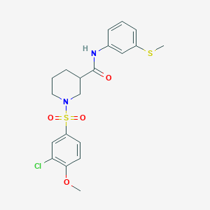 molecular formula C20H23ClN2O4S2 B4196944 1-[(3-chloro-4-methoxyphenyl)sulfonyl]-N-[3-(methylthio)phenyl]-3-piperidinecarboxamide 