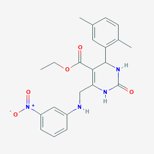 molecular formula C22H24N4O5 B4196949 ethyl 4-(2,5-dimethylphenyl)-6-{[(3-nitrophenyl)amino]methyl}-2-oxo-1,2,3,4-tetrahydro-5-pyrimidinecarboxylate 