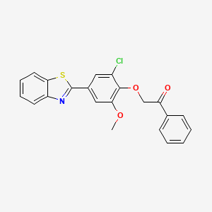 molecular formula C22H16ClNO3S B4196960 2-[4-(1,3-benzothiazol-2-yl)-2-chloro-6-methoxyphenoxy]-1-phenylethanone 