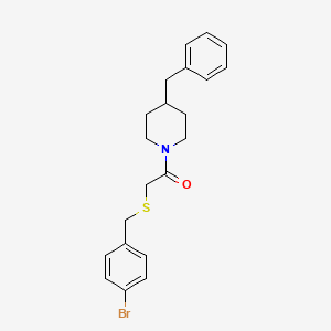 molecular formula C21H24BrNOS B4196986 4-benzyl-1-{[(4-bromobenzyl)thio]acetyl}piperidine 