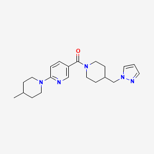molecular formula C21H29N5O B4197039 2-(4-methyl-1-piperidinyl)-5-{[4-(1H-pyrazol-1-ylmethyl)-1-piperidinyl]carbonyl}pyridine 