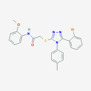 molecular formula C24H21BrN4O2S B419704 2-{[5-(2-bromophenyl)-4-(4-methylphenyl)-4H-1,2,4-triazol-3-yl]sulfanyl}-N-(2-methoxyphenyl)acetamide 
