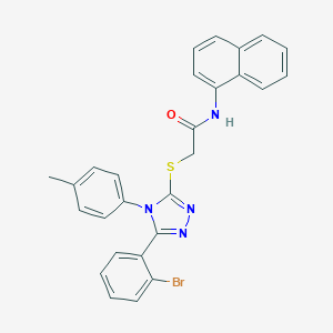 molecular formula C27H21BrN4OS B419705 2-{[5-(2-bromophenyl)-4-(4-methylphenyl)-4H-1,2,4-triazol-3-yl]sulfanyl}-N-(1-naphthyl)acetamide 