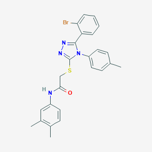 molecular formula C25H23BrN4OS B419706 2-{[5-(2-bromophenyl)-4-(4-methylphenyl)-4H-1,2,4-triazol-3-yl]sulfanyl}-N-(3,4-dimethylphenyl)acetamide 