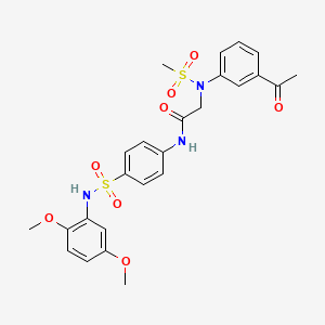 molecular formula C25H27N3O8S2 B4197060 N~2~-(3-acetylphenyl)-N~1~-(4-{[(2,5-dimethoxyphenyl)amino]sulfonyl}phenyl)-N~2~-(methylsulfonyl)glycinamide 