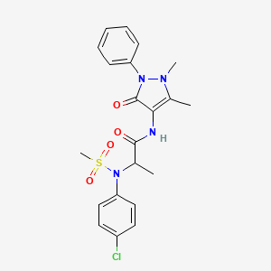 molecular formula C21H23ClN4O4S B4197077 N~2~-(4-chlorophenyl)-N~1~-(1,5-dimethyl-3-oxo-2-phenyl-2,3-dihydro-1H-pyrazol-4-yl)-N~2~-(methylsulfonyl)alaninamide 