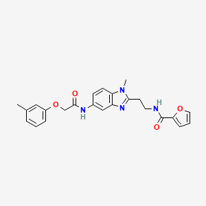 molecular formula C24H24N4O4 B4197079 N-[2-(1-methyl-5-{[(3-methylphenoxy)acetyl]amino}-1H-benzimidazol-2-yl)ethyl]-2-furamide 