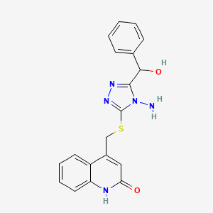 molecular formula C19H17N5O2S B4197085 4-[({4-amino-5-[hydroxy(phenyl)methyl]-4H-1,2,4-triazol-3-yl}thio)methyl]-2(1H)-quinolinone 