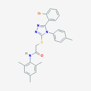 molecular formula C26H25BrN4OS B419709 2-{[5-(2-bromophenyl)-4-(4-methylphenyl)-4H-1,2,4-triazol-3-yl]sulfanyl}-N-mesitylacetamide 