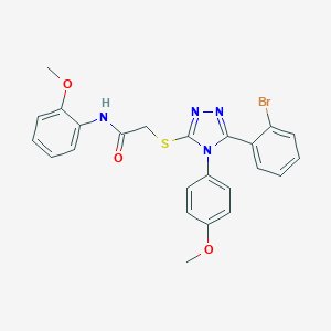 molecular formula C24H21BrN4O3S B419711 2-{[5-(2-bromophenyl)-4-(4-methoxyphenyl)-4H-1,2,4-triazol-3-yl]sulfanyl}-N-(2-methoxyphenyl)acetamide 