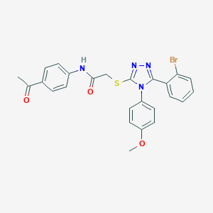 molecular formula C25H21BrN4O3S B419712 N-(4-acetylphenyl)-2-{[5-(2-bromophenyl)-4-(4-methoxyphenyl)-4H-1,2,4-triazol-3-yl]sulfanyl}acetamide 