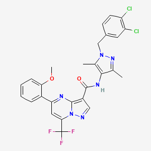 molecular formula C27H21Cl2F3N6O2 B4197129 N-[1-(3,4-dichlorobenzyl)-3,5-dimethyl-1H-pyrazol-4-yl]-5-(2-methoxyphenyl)-7-(trifluoromethyl)pyrazolo[1,5-a]pyrimidine-3-carboxamide 
