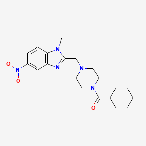 molecular formula C20H27N5O3 B4197149 2-{[4-(cyclohexylcarbonyl)-1-piperazinyl]methyl}-1-methyl-5-nitro-1H-benzimidazole 