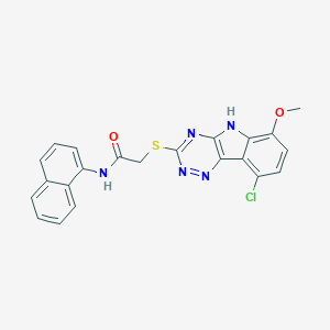 2-[(9-chloro-6-methoxy-5H-[1,2,4]triazino[5,6-b]indol-3-yl)sulfanyl]-N-(1-naphthyl)acetamide