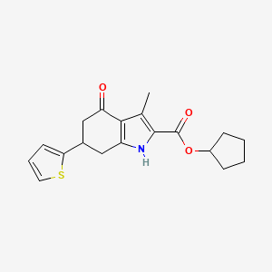 molecular formula C19H21NO3S B4197159 cyclopentyl 3-methyl-4-oxo-6-(2-thienyl)-4,5,6,7-tetrahydro-1H-indole-2-carboxylate 