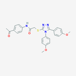 molecular formula C26H24N4O4S B419716 N-(4-acetylphenyl)-2-[[4,5-bis(4-methoxyphenyl)-1,2,4-triazol-3-yl]sulfanyl]acetamide 