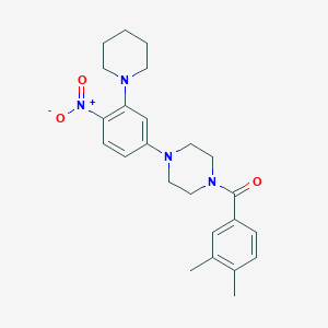 molecular formula C24H30N4O3 B4197160 1-(3,4-dimethylbenzoyl)-4-[4-nitro-3-(1-piperidinyl)phenyl]piperazine 