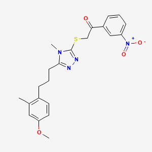 2-[[5-[3-(4-Methoxy-2-methylphenyl)propyl]-4-methyl-1,2,4-triazol-3-yl]sulfanyl]-1-(3-nitrophenyl)ethanone