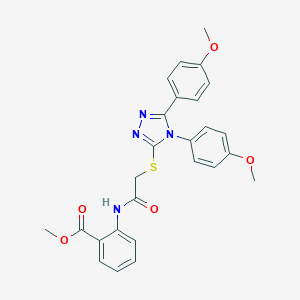 molecular formula C26H24N4O5S B419718 methyl 2-[({[4,5-bis(4-methoxyphenyl)-4H-1,2,4-triazol-3-yl]sulfanyl}acetyl)amino]benzoate 