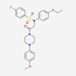 molecular formula C27H30FN3O5S B4197190 N-(4-ethoxyphenyl)-4-fluoro-N-{2-[4-(4-methoxyphenyl)-1-piperazinyl]-2-oxoethyl}benzenesulfonamide 