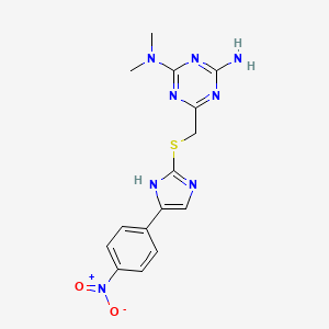 molecular formula C15H16N8O2S B4197228 N,N-dimethyl-6-({[4-(4-nitrophenyl)-1H-imidazol-2-yl]thio}methyl)-1,3,5-triazine-2,4-diamine 
