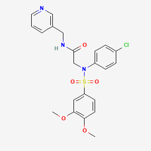 molecular formula C22H22ClN3O5S B4197237 N~2~-(4-chlorophenyl)-N~2~-[(3,4-dimethoxyphenyl)sulfonyl]-N~1~-(3-pyridinylmethyl)glycinamide 