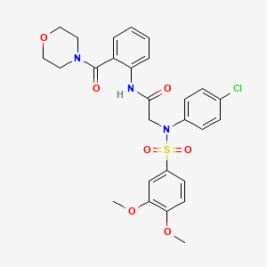 molecular formula C27H28ClN3O7S B4197238 N~2~-(4-chlorophenyl)-N~2~-[(3,4-dimethoxyphenyl)sulfonyl]-N~1~-[2-(4-morpholinylcarbonyl)phenyl]glycinamide 