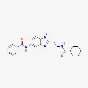 molecular formula C24H28N4O2 B4197244 N-(2-{2-[(cyclohexylcarbonyl)amino]ethyl}-1-methyl-1H-benzimidazol-5-yl)benzamide 