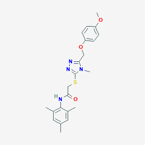 molecular formula C22H26N4O3S B419727 N-mesityl-2-({5-[(4-methoxyphenoxy)methyl]-4-methyl-4H-1,2,4-triazol-3-yl}sulfanyl)acetamide 