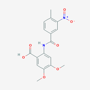 molecular formula C17H16N2O7 B4197277 4,5-dimethoxy-2-[(4-methyl-3-nitrobenzoyl)amino]benzoic acid 