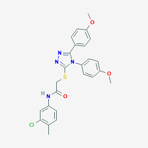 molecular formula C25H23ClN4O3S B419728 2-{[4,5-bis(4-methoxyphenyl)-4H-1,2,4-triazol-3-yl]sulfanyl}-N-(3-chloro-4-methylphenyl)acetamide 