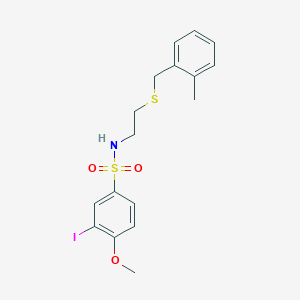 molecular formula C17H20INO3S2 B4197339 3-iodo-4-methoxy-N-{2-[(2-methylbenzyl)thio]ethyl}benzenesulfonamide 