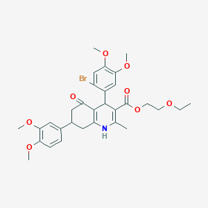 molecular formula C31H36BrNO8 B419735 2-Ethoxyethyl 4-(2-bromo-4,5-dimethoxyphenyl)-7-(3,4-dimethoxyphenyl)-2-methyl-5-oxo-1,4,5,6,7,8-hexahydro-3-quinolinecarboxylate 